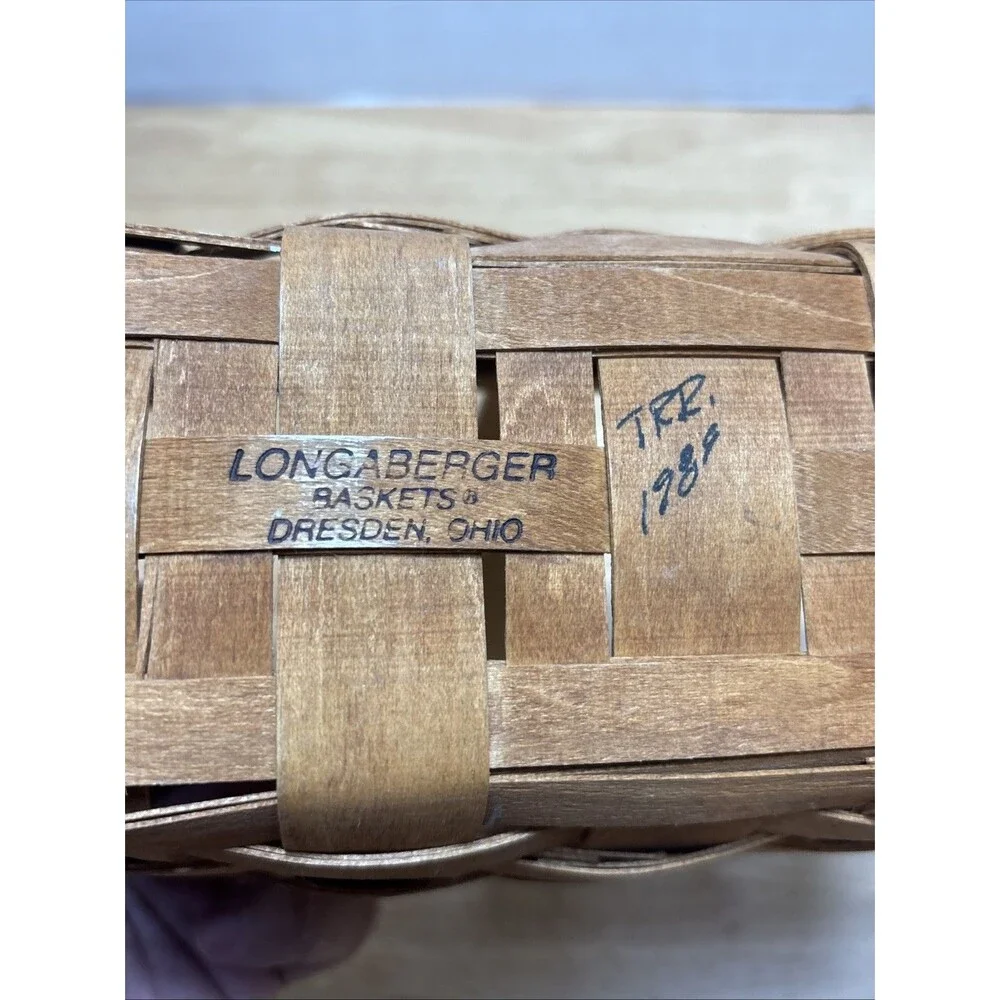 Longaberger 1989 Mother's Day Mini Chore Basket No Liner With Handle Woven